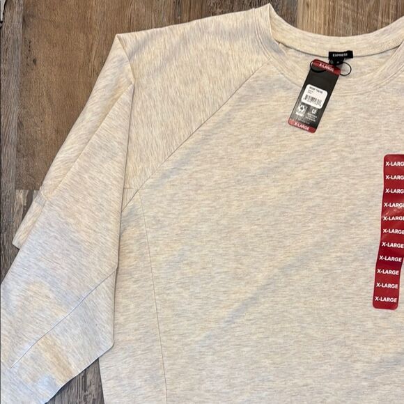 NWT EXPRESS BUTTERY SOFT Cream Sweatshirt XL CROPPED - Picture 2 of 3